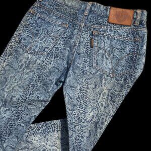 Rare Women's Hysteric Glamour Snakeskin Print Denim Jeans Pants Size S M 30"